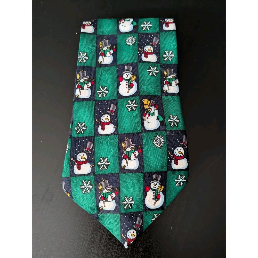 Hallmark Yule Tie‎ Greetings Snowman Christmas Snowflake Necktie Vintage 57"